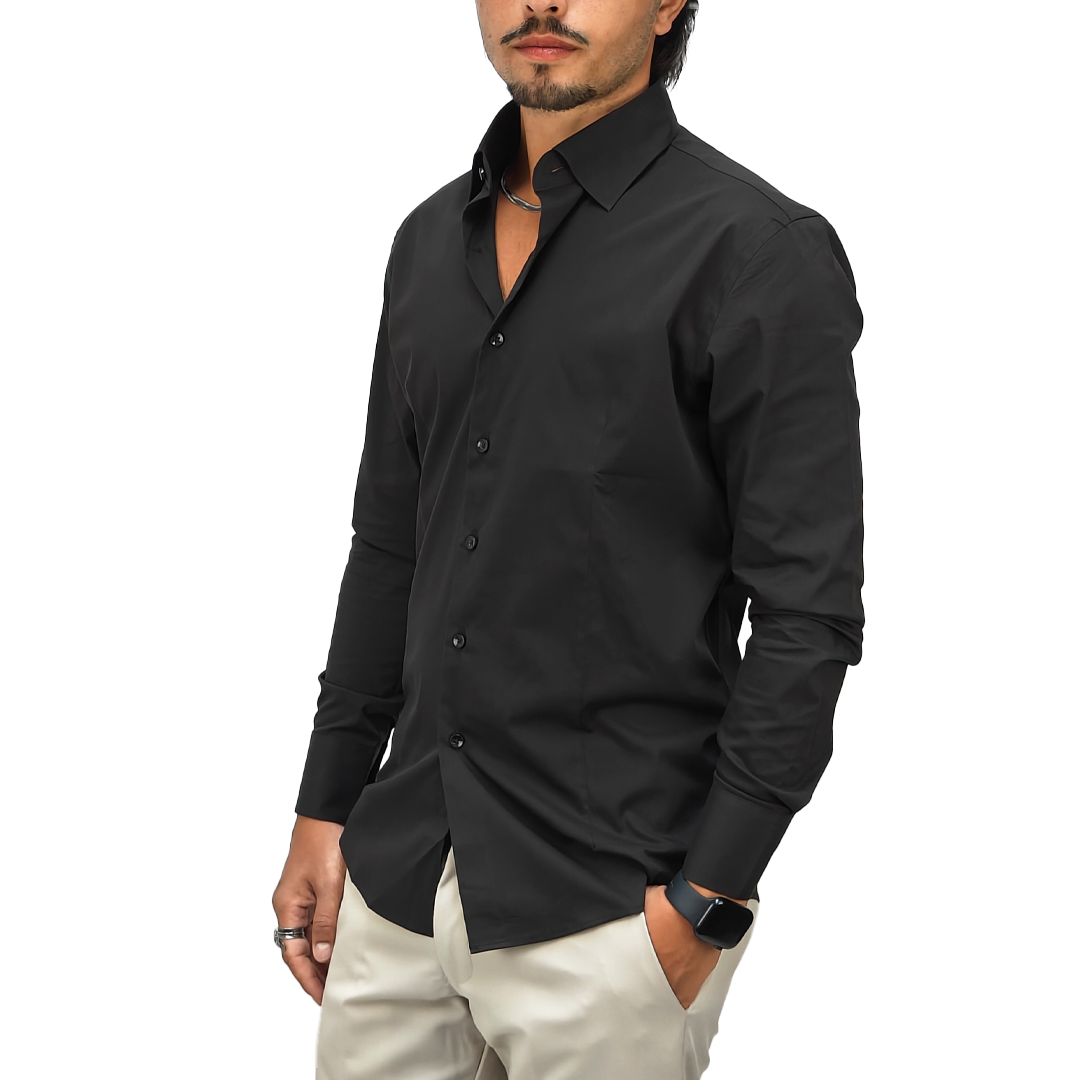 Camicia Uomo collo classico, slim fit colore nero