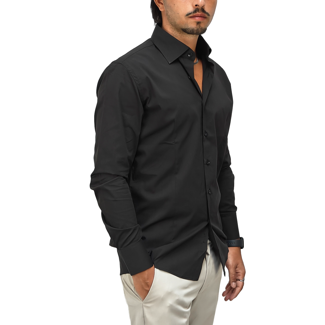 Camicia Uomo collo classico, slim fit colore nero