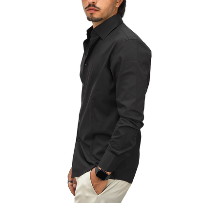 Camicia Uomo collo classico, slim fit colore nero