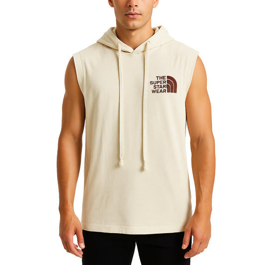 Felpa Smanicata con Cappuccio – Beige “The Super Star Wear”