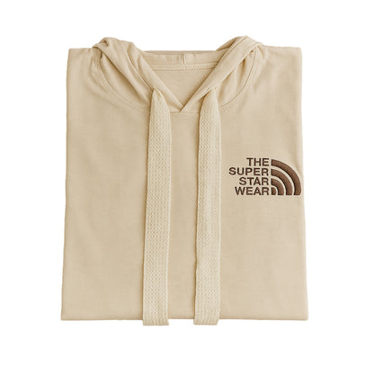 Felpa Smanicata con Cappuccio – Beige “The Super Star Wear”