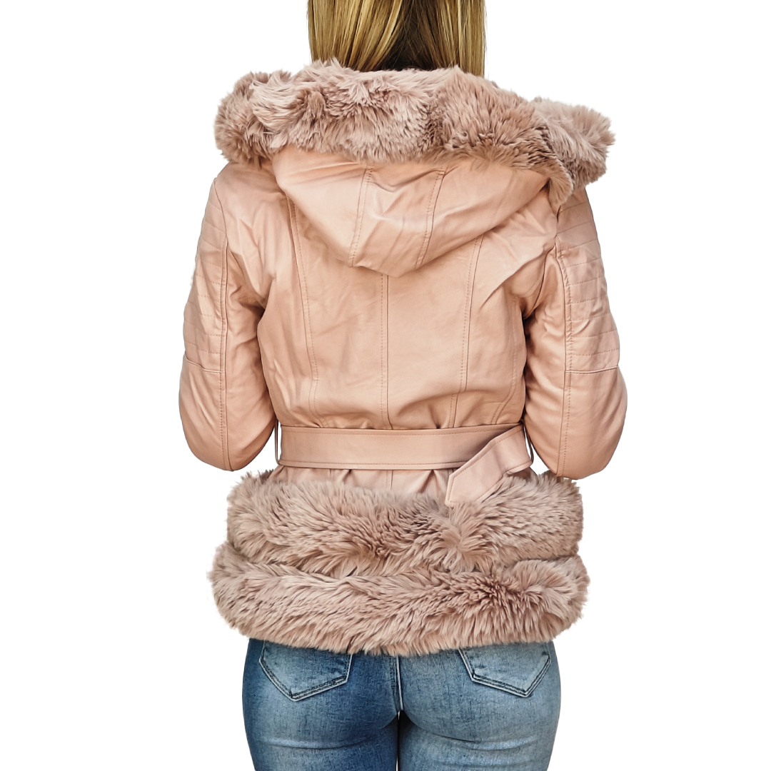 Giubbotto Donna in Pelle Sintetica con Pelliccia RDV – RDV