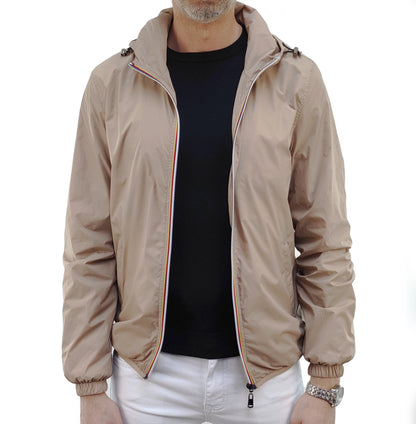 Giacca a vento con cappuccio in colore Beige 502M