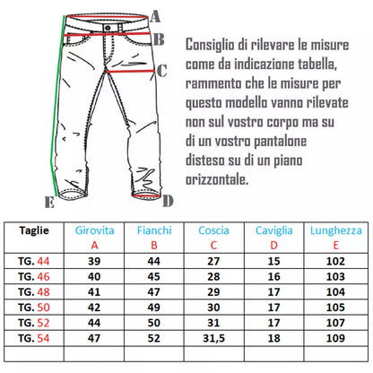 Pantalone Uomo Cotone Primaverile Tessuto stretch