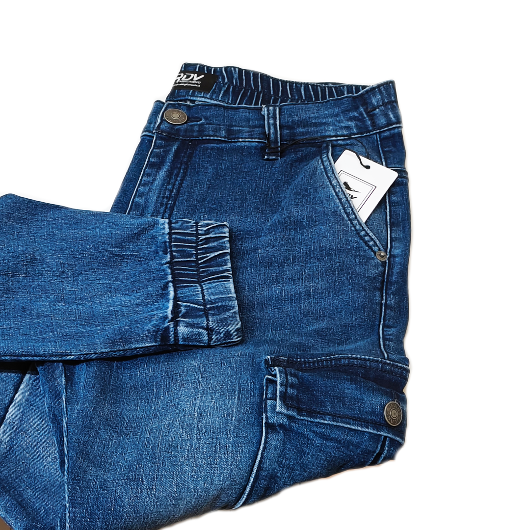 Jeans Cargo con elastico nei fianchi ed alla caviglia RDV Abbigliamento