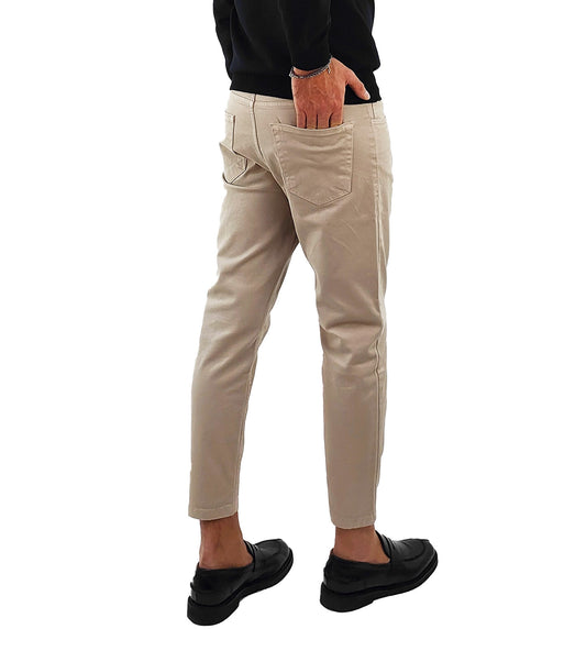 Jeans uomo Vita Alta Beige modello Capri