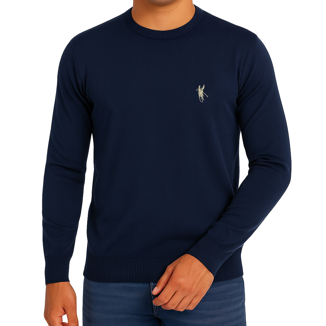 Maglioncino Uomo 100% Cotone – Slim Fit, Morbido e Versatile Blu