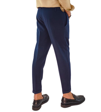 Pantalone Capri Blu con Pieghe