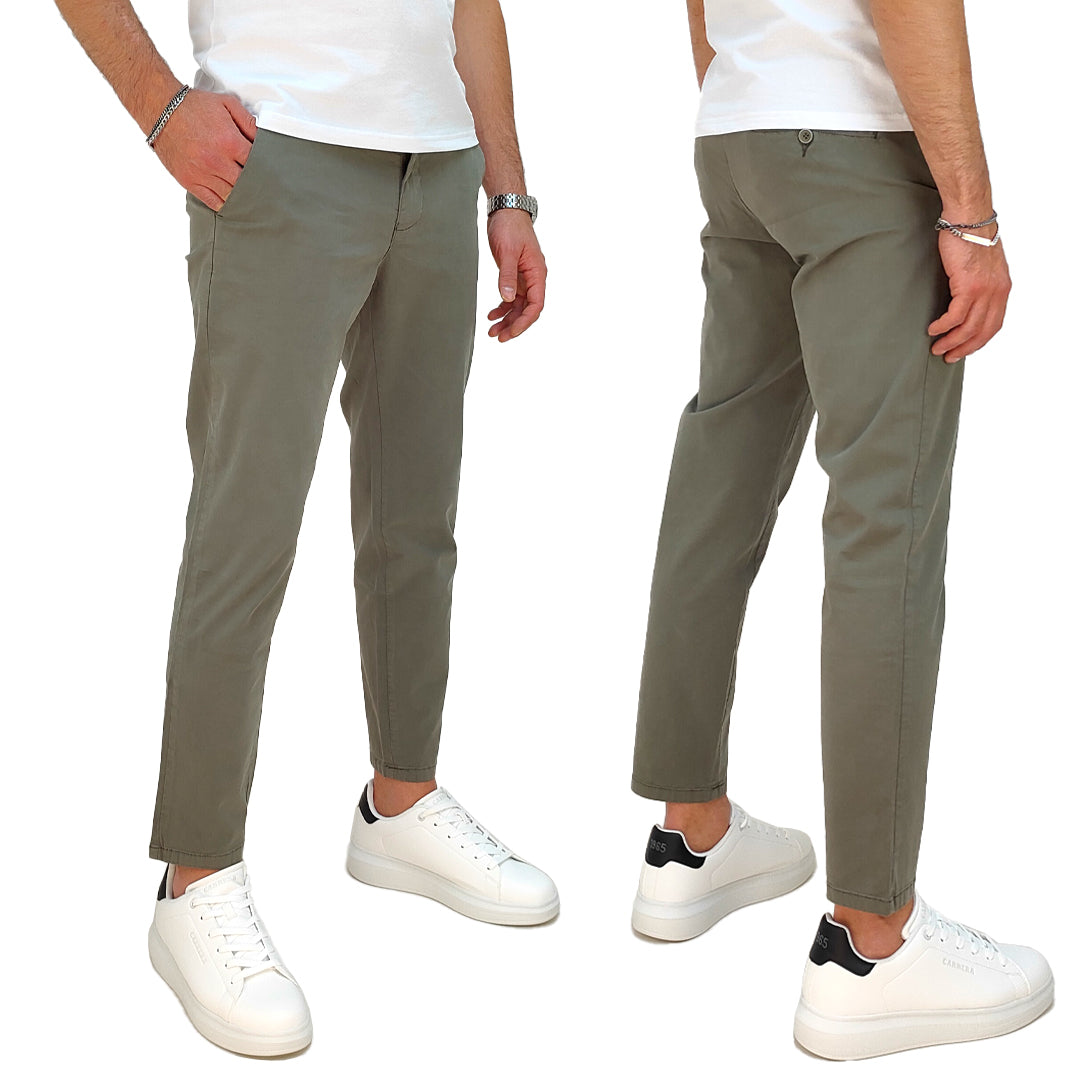 Pantalone Cotone modello Capri in colore verde army