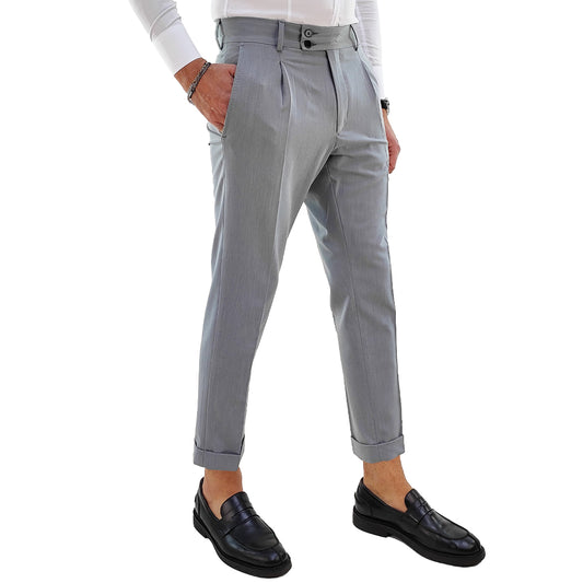 Pantalone uomo Capri con risvolto alla francese in colore Grigio