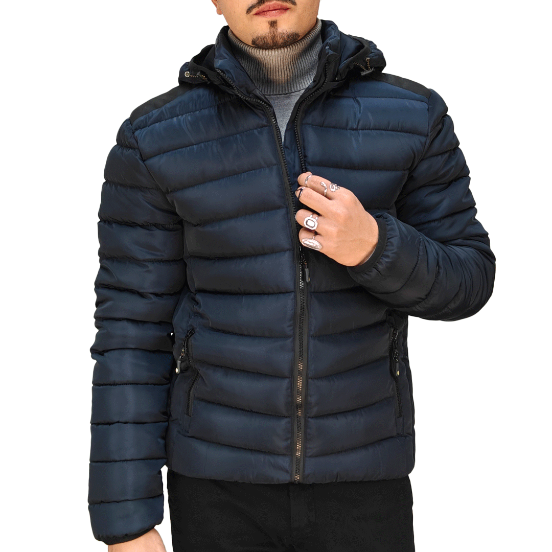 Piumino Uomo RDV Invernale con Cappuccio Rimovibile RDV Abbigliamento