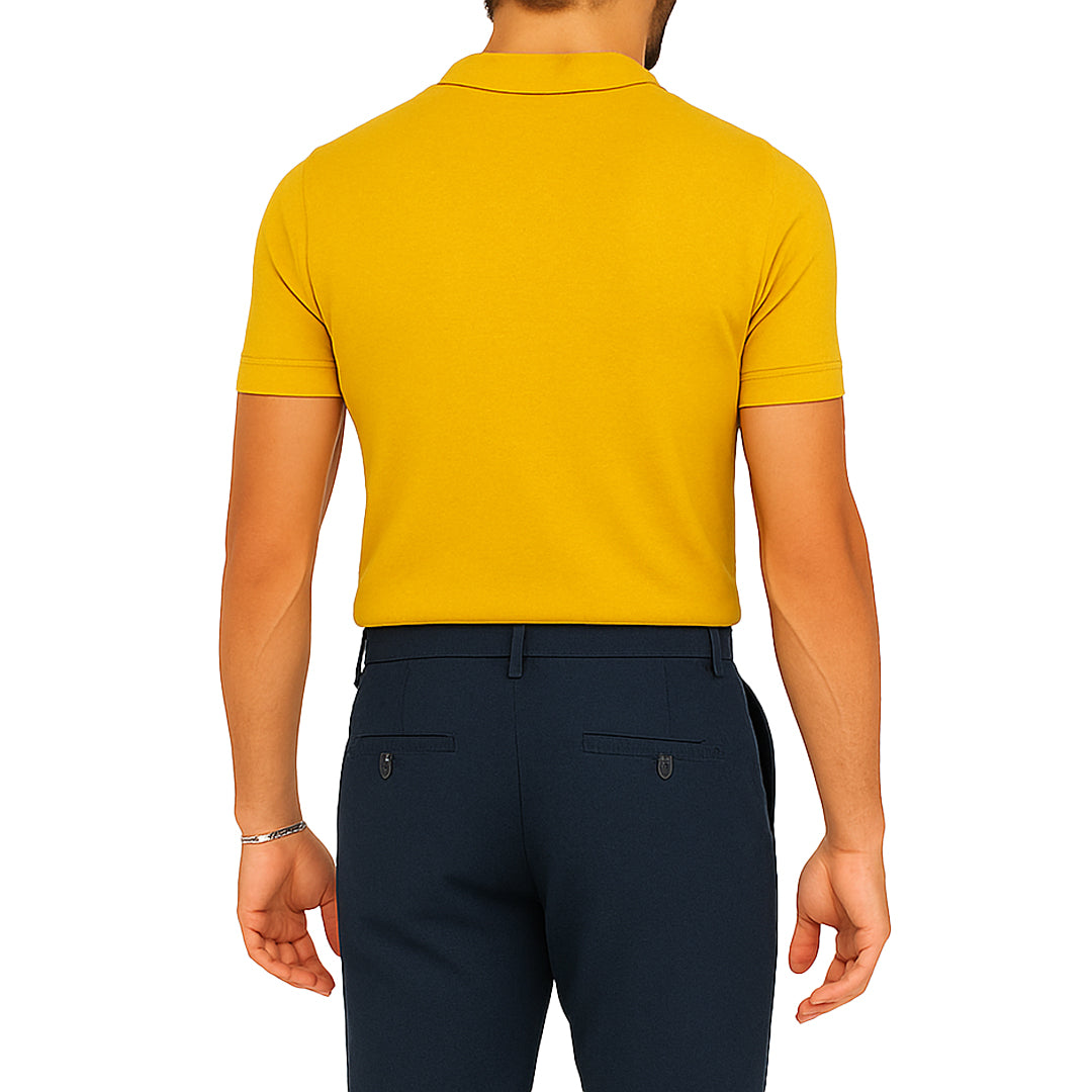 Polo Uomo Giallo Senape LOUIS PLEIN in Cotone