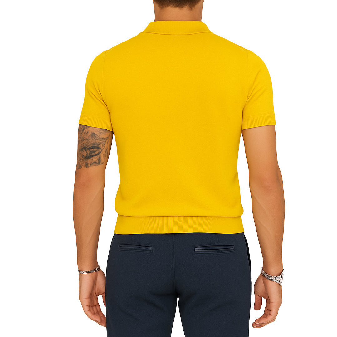 Polo Uomo Giallo Senape LOUIS PLEIN in Cotone
