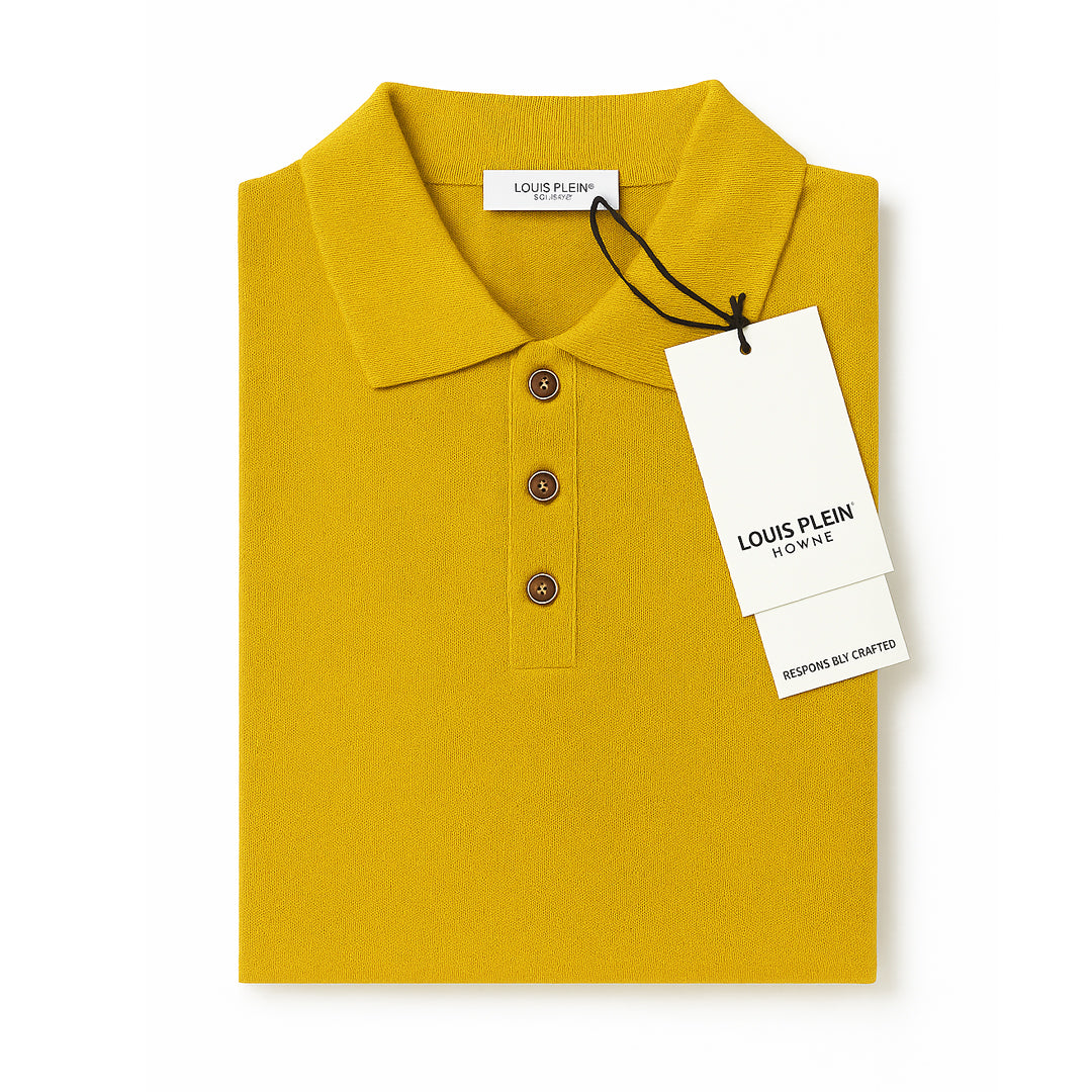 Polo Uomo Giallo Senape LOUIS PLEIN in Cotone