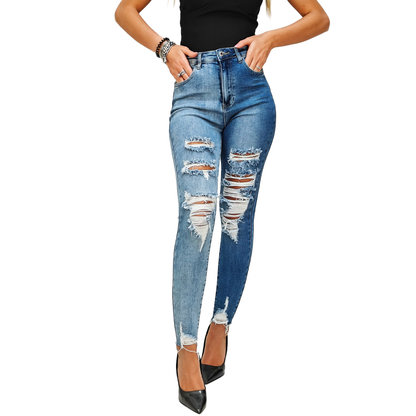 Jeans Donna Skinny Vita Alta Strappati