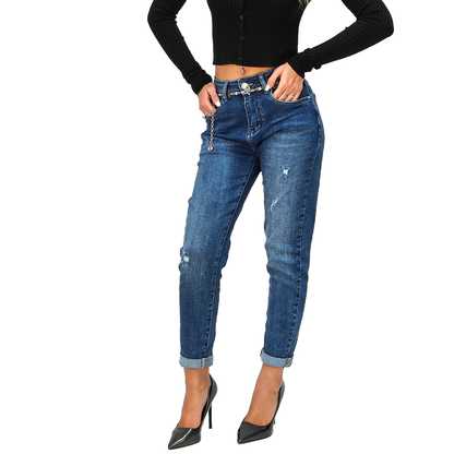 Jeans Donna Mon Fit con Strappi – Vita Medio Alta – RDV DONNA