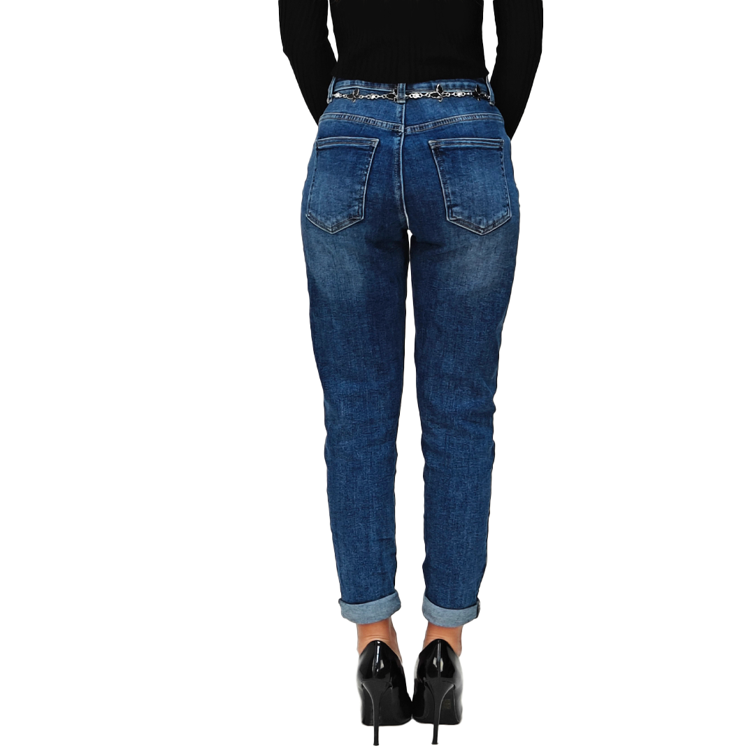 Jeans Donna Mon Fit con Strappi – Vita Medio Alta – RDV DONNA