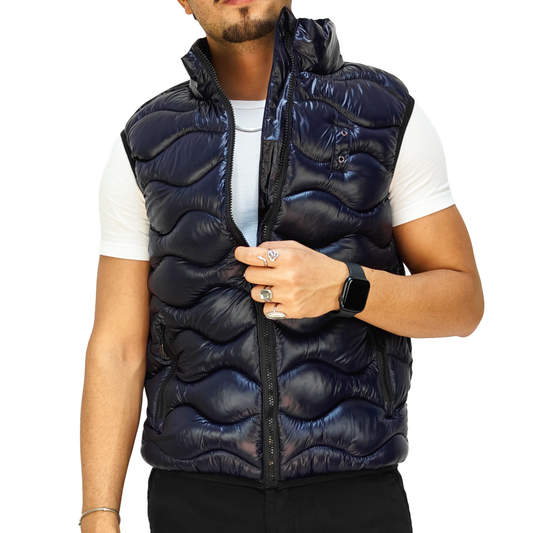 Smanicato Uomo RDV - Gilet Invernale Imbottito in Piumino Sintetico Blu