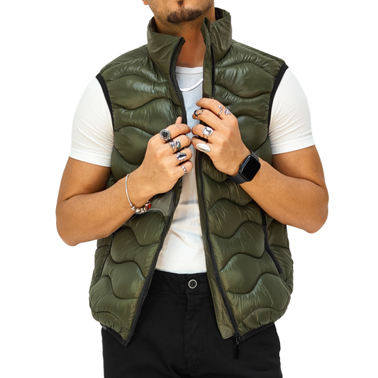 Smanicato Uomo RDV - Gilet Invernale Imbottito in Piumino Sintetico Verde