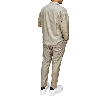 Completo Uomo Due Pezzi - Giacca Camicia + Pantalone | Beige |