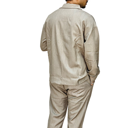 Completo Uomo Due Pezzi - Giacca Camicia + Pantalone | Beige |