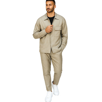 Completo Uomo Due Pezzi - Giacca Camicia + Pantalone | Beige |