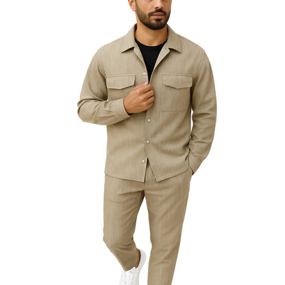 Completo Uomo Due Pezzi - Giacca Camicia + Pantalone | Beige |