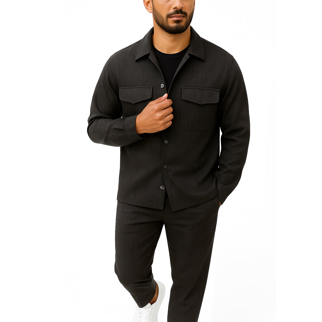 Completo Uomo Due Pezzi - Giacca Camicia + Pantalone | Beige |